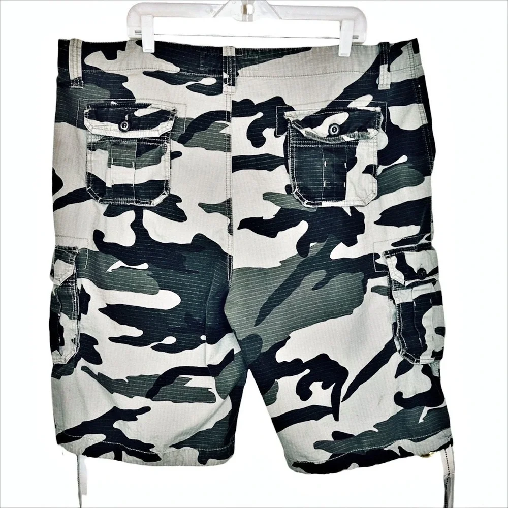 Smoke Rise Cargo Shorts Camo 44 XXL Gray Green Ripstop Streetwear Skater VTG Y2K